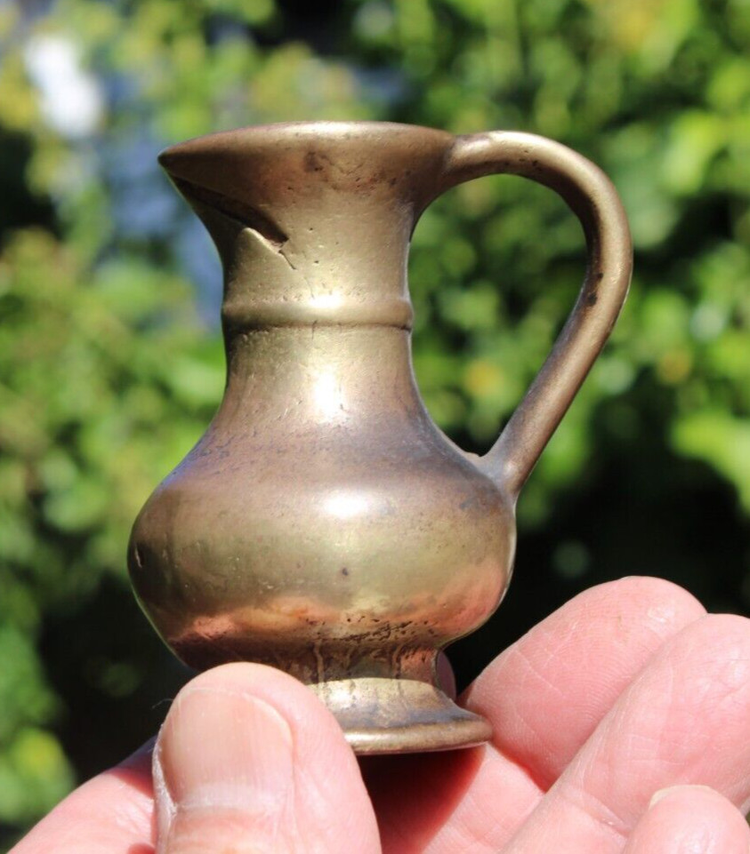 Antique Pitcher with Handle, Jug Solid Brass Small