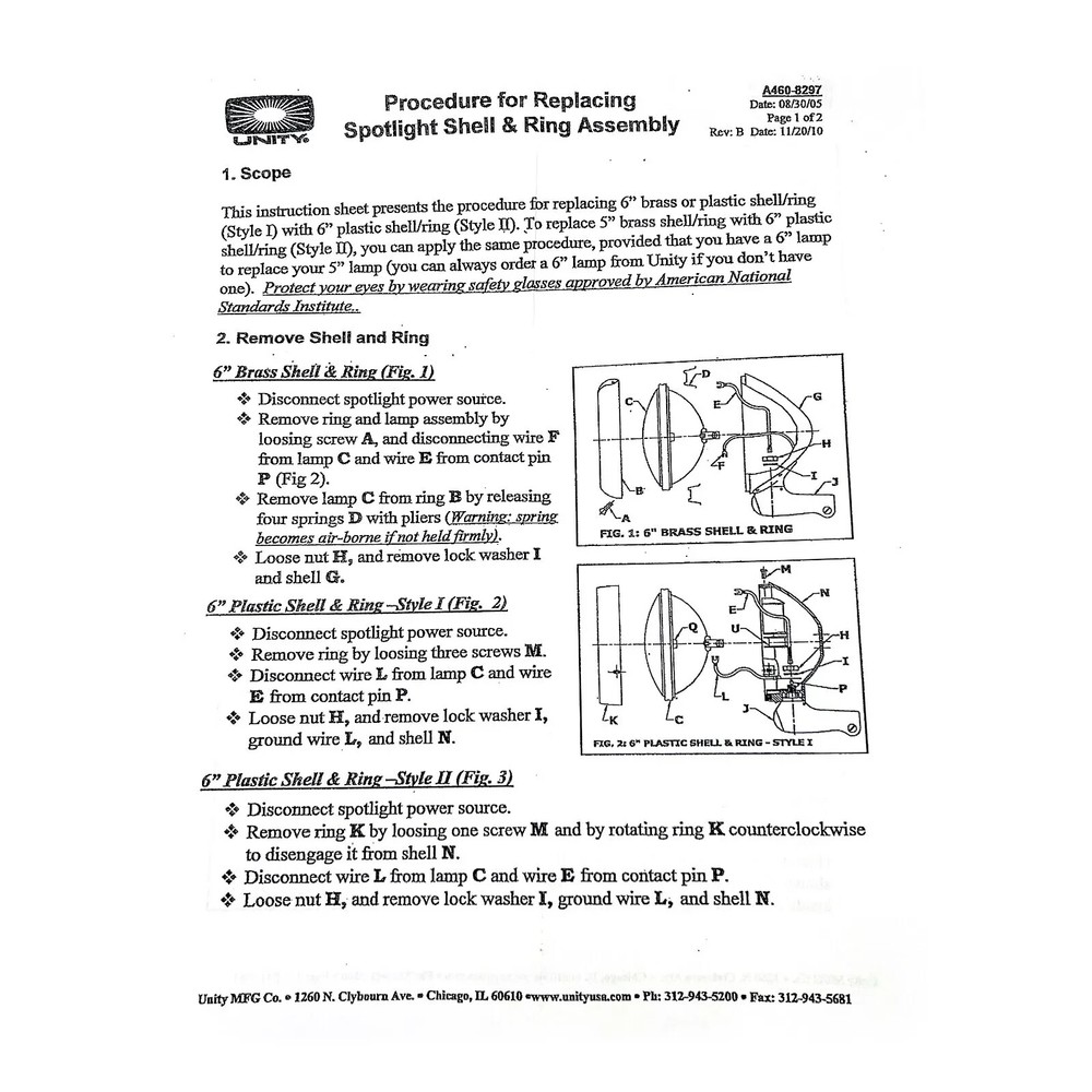 Unity 7662-0002 Spotlight Outer Shell and Front Ring Kit for S04 Heads 6" Black
