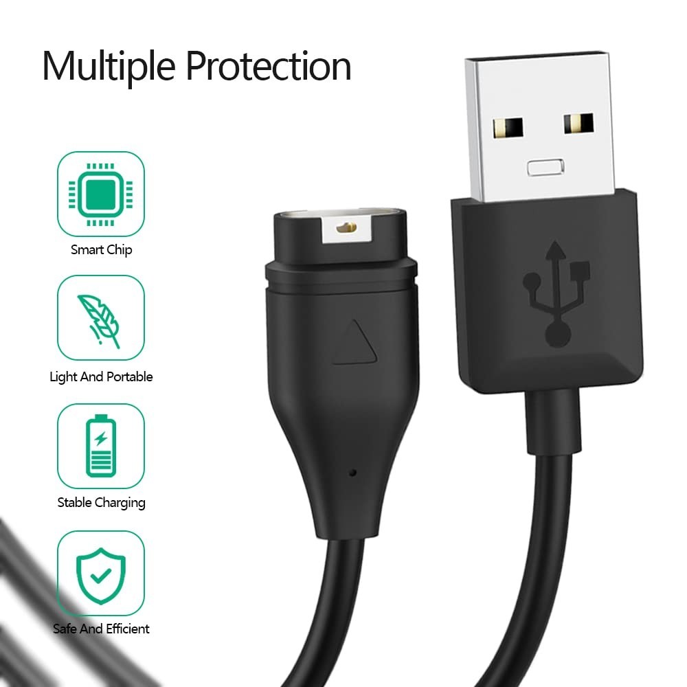 Durable 2-Pack USB Type A Garmin Watch Charging Cable - Universal Compatibility