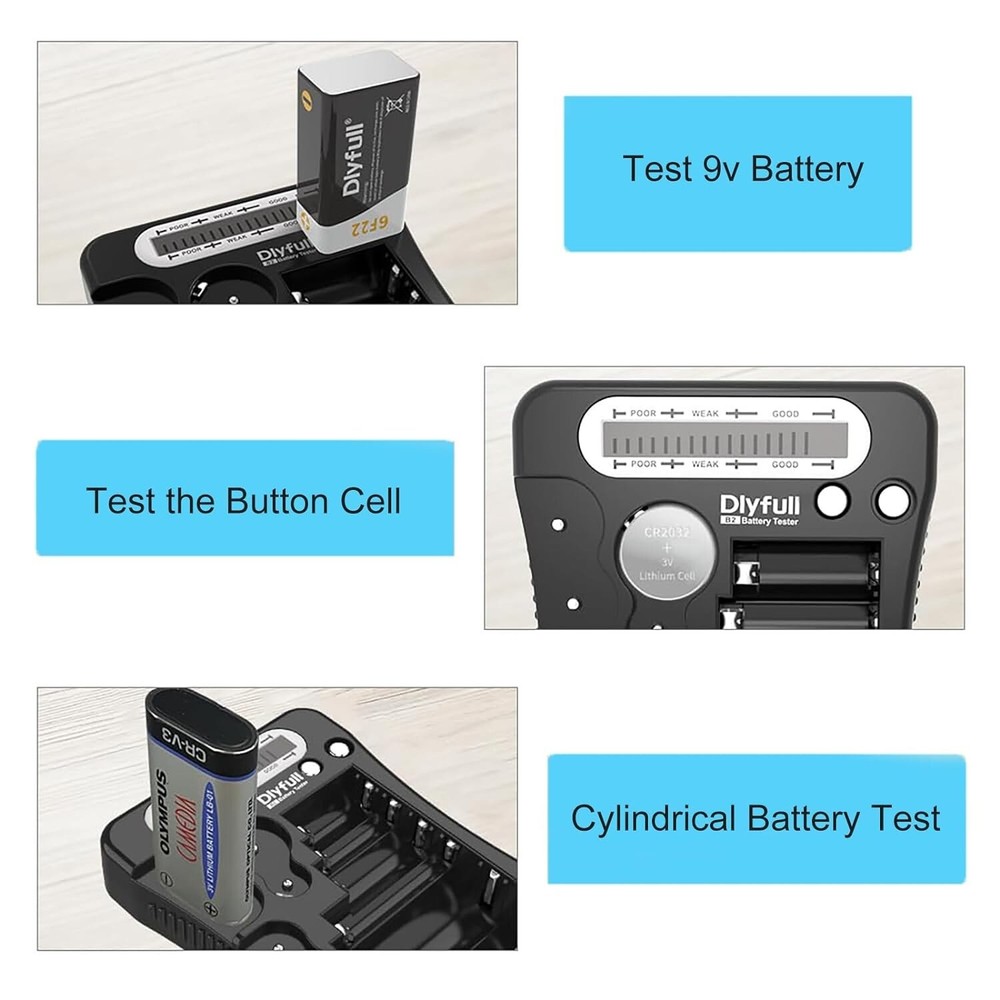 Battery Tester LCD Universal Checker for AA AAA 9V C D Button Cell Prolong Life