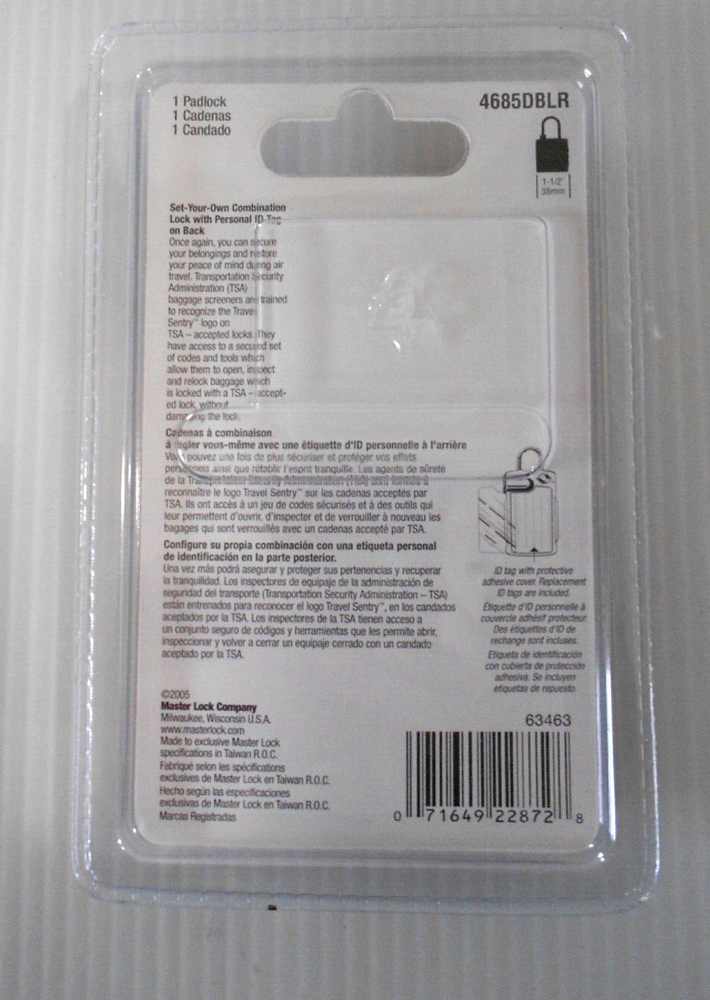 Master Lock TSA-Accepted Set Your Own Combination Red Lock 4685DBLR NIP