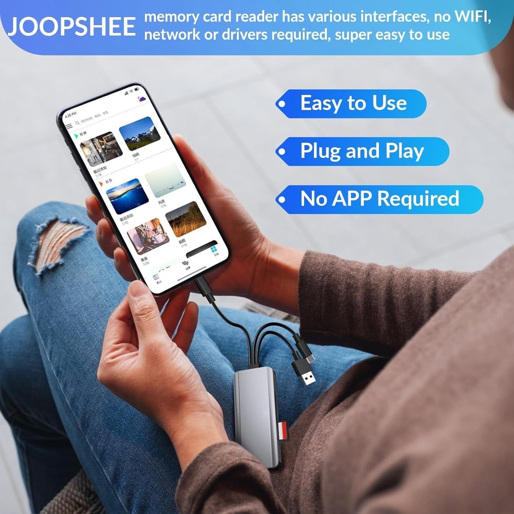 5-in-1 Multi Memory Card Reader,Aluminum SD/TF/CF/MS/M2/Cfast/Memory Stick Pr...