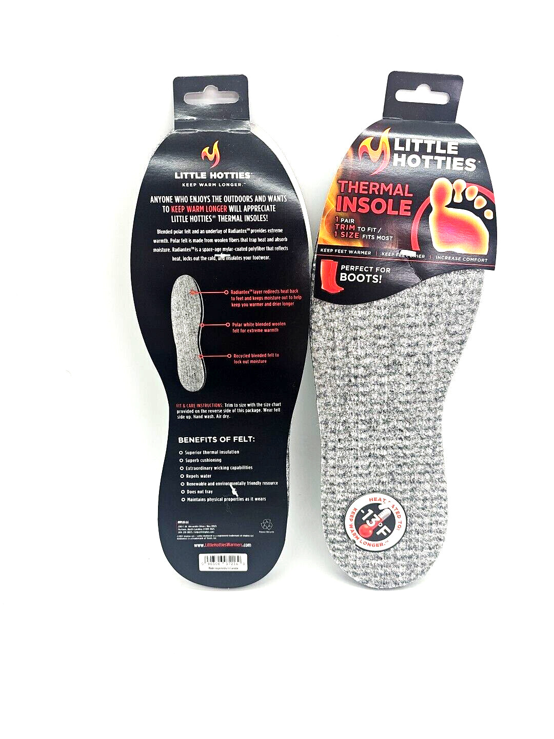 2 Pair Thermal Cushion Insoles Little Hotties Shoe Boot Unisex Inserts Warm Feet