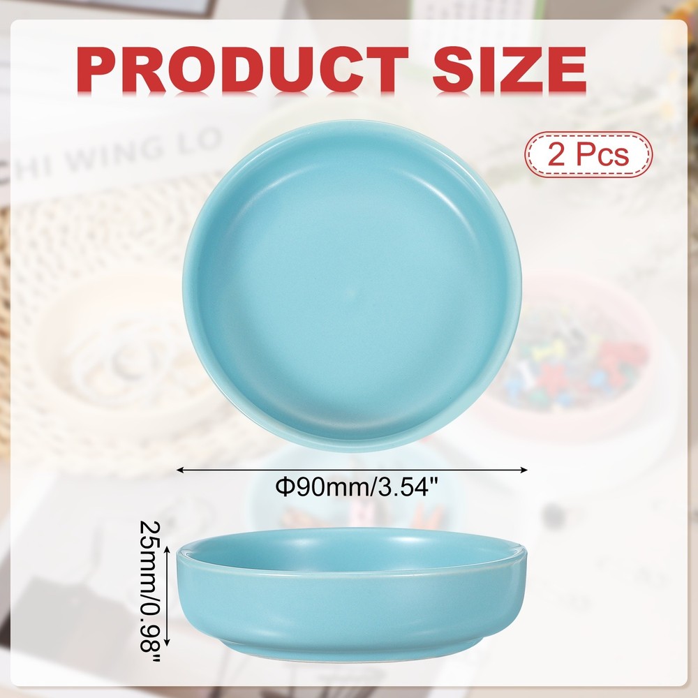 2 Pcs Round Paper Clip Holders, Light Blue