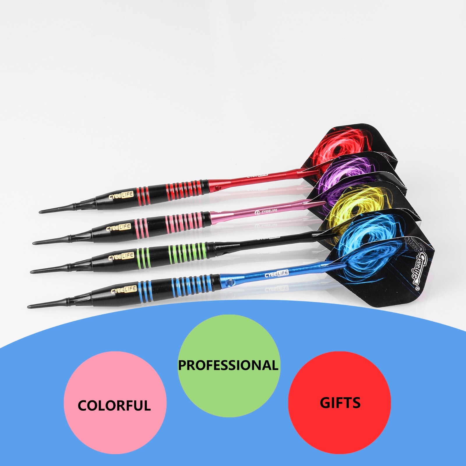 CyeeLife 12pcs 18g Soft Tip Darts Set +12 Alu Shafts+12 Flights+100 Tips+Tool