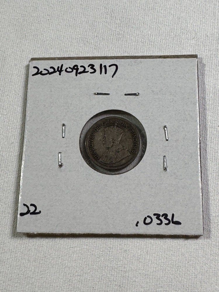 1917 Canada 5 Cents Small Silver Coin Cleaned