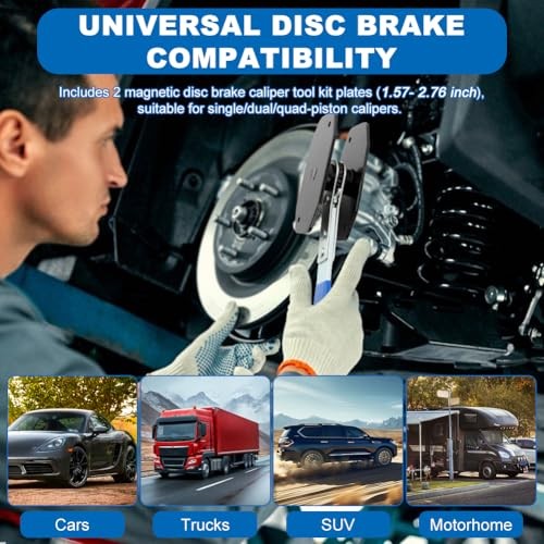 Brake Caliper Compression Tool with 2 Caliper Hanger, 360° Adjustable Blue