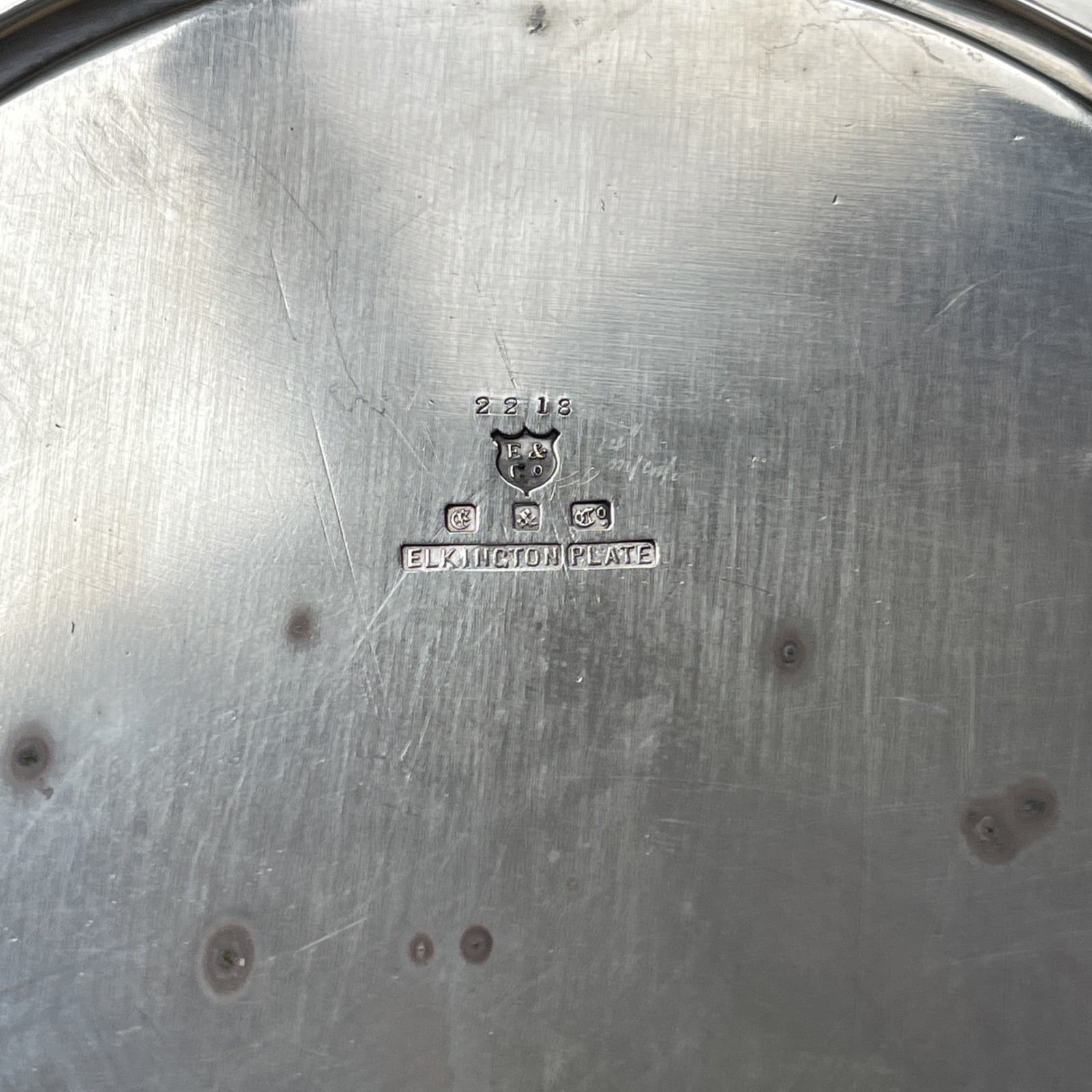 Antique Elkington & Co Silver Plated Round Footed Tray 2218 Victorian 1900 /14”W