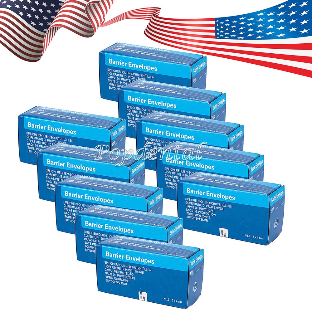 10Pack Dental Digital Sensor X-Ray Scan Barrier Envelope Phosphor Plate Size 2#