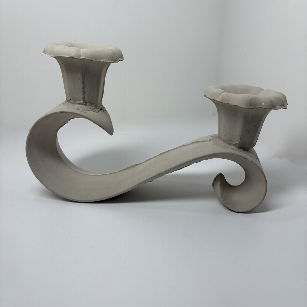Bisque Candle Holders Ready to Paint Ceramic Pottery Signed