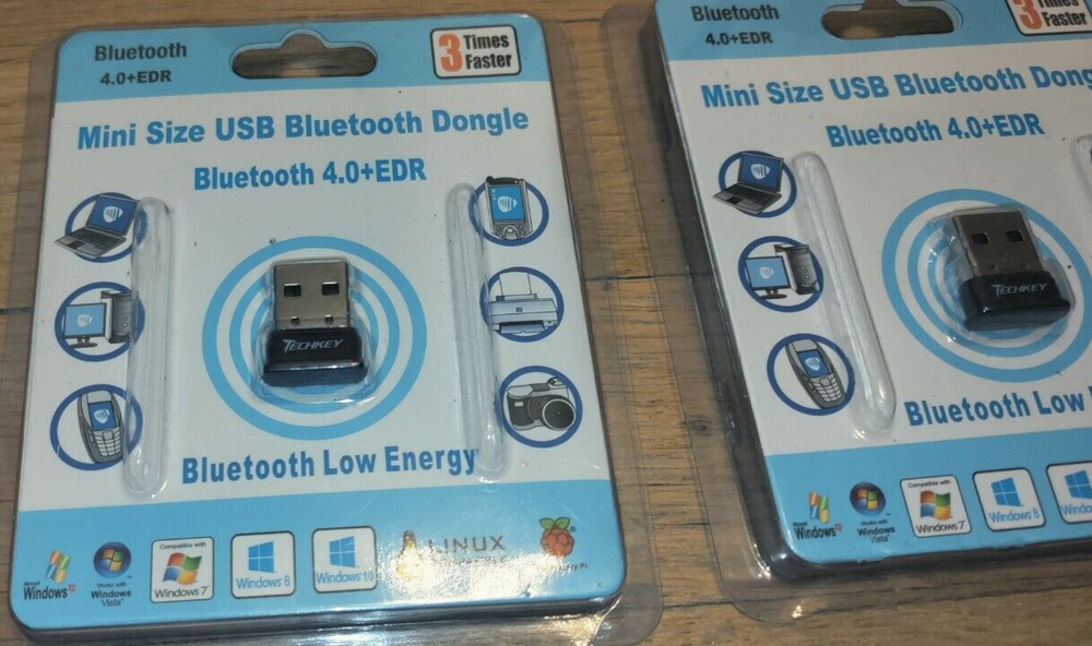 Lot of 3 Techkey Mini Size USB Bluetooth Adapter/Dongle. Bluetooth 4.0 EDR