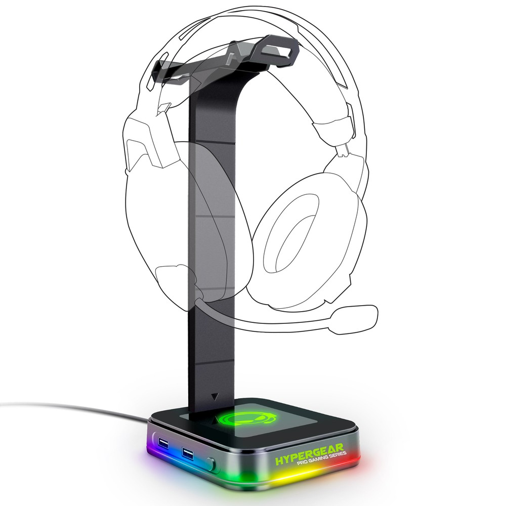 HyperGear RGB Command Station Headset Stand with Light Effects and Charge