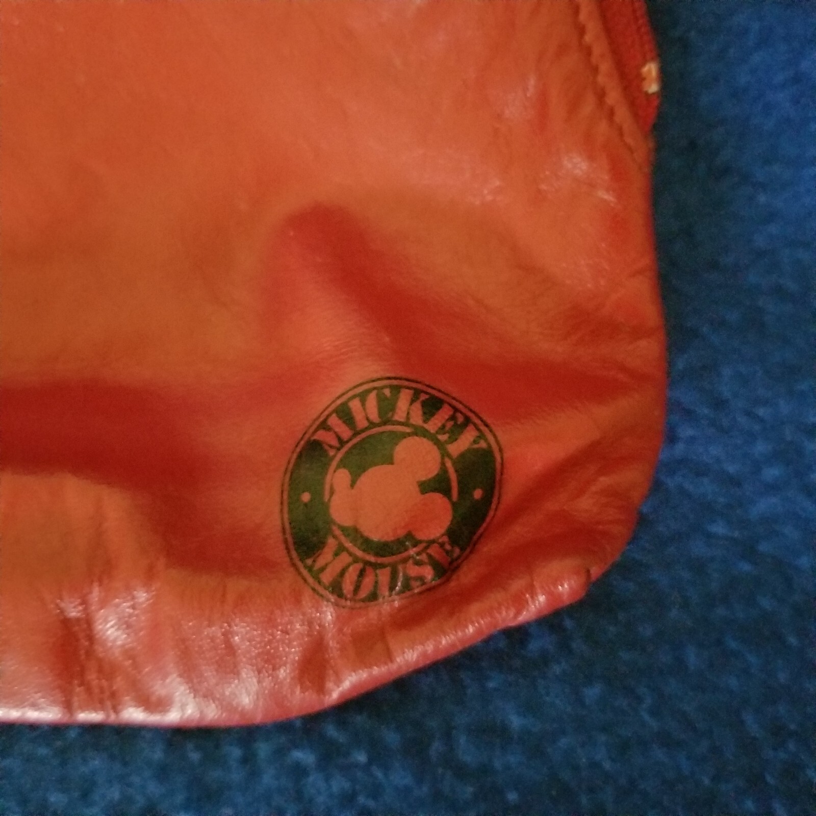 Disney Vintage Red Leather Mickey Mouse Small Zippered Cosmetic Bag Clutch