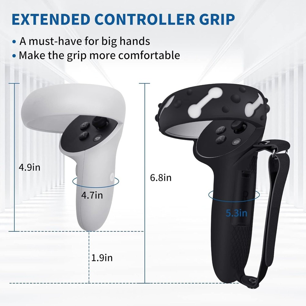 Controller Grips for Oculus Quest 2, Extended Silicone VR Grips Cover Protector