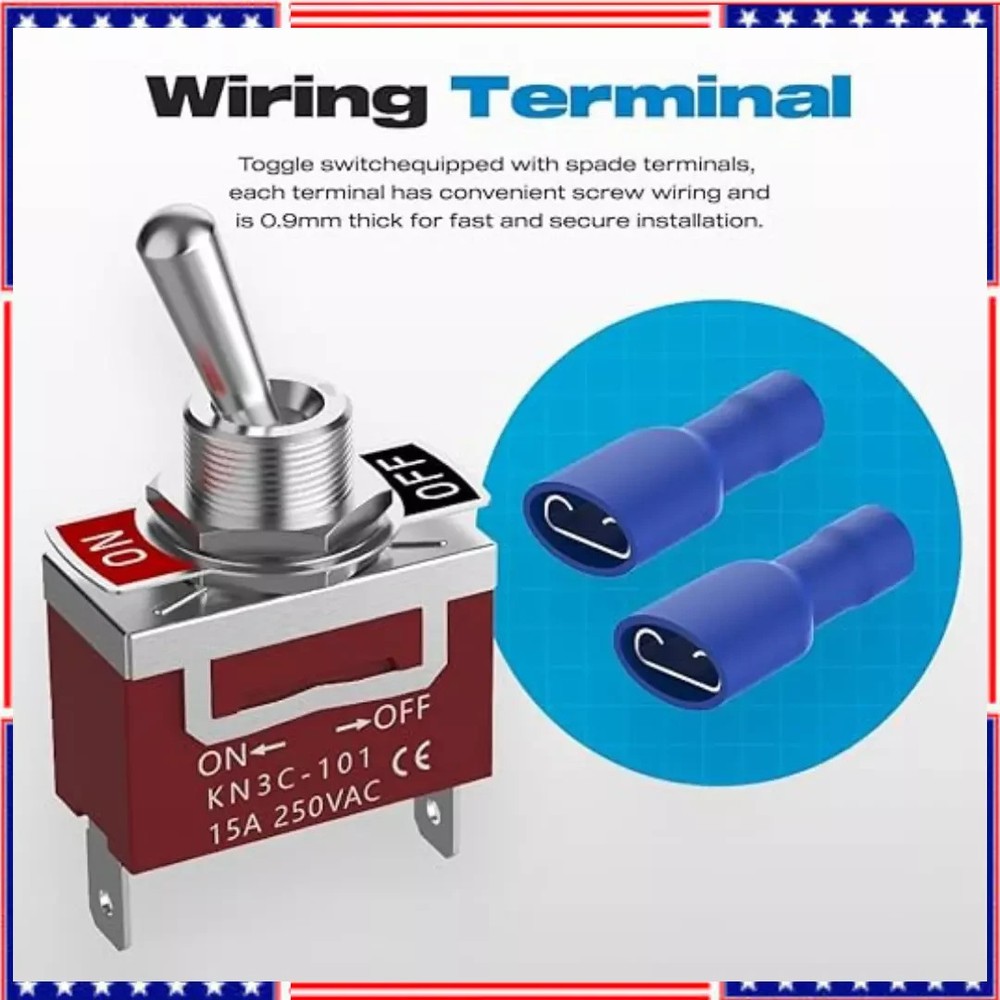 Toggle Switch 12V 30A Heavy Duty ON/Off 2Pin SPST Waterproof Toggle Switch 2Pack