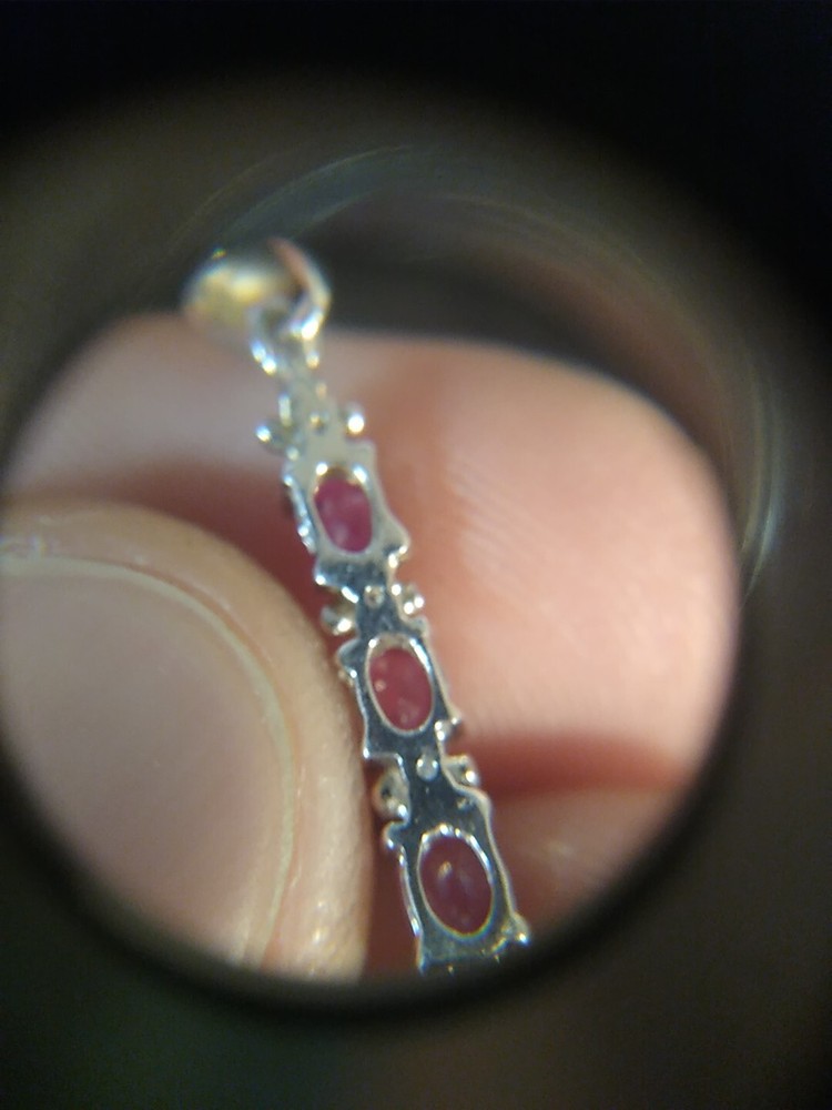 0.8 Grams STS Diamond & Ruby Sterling Silver 925 Charm Pendant