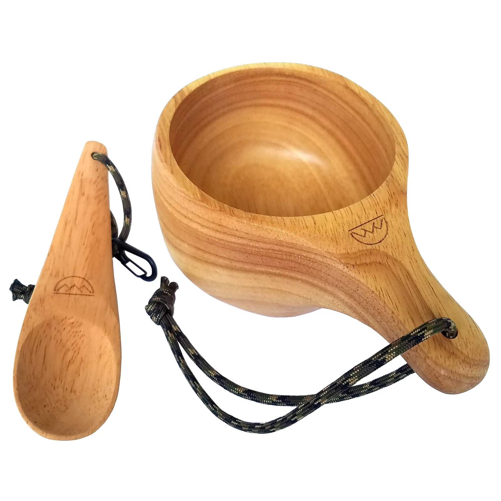 "Kyrre" Carved Nordic Kuksa - Solid Wood Camp Mug & Spoon Set