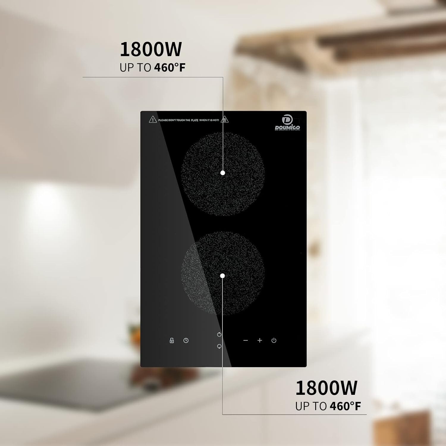 Doumigo Induction Cooktop, 2 Burner Electric Cooktop 120V Vertical Stove 1800W