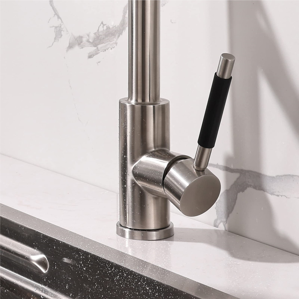 Silver Kitchen Faucet Kit 360° Rotation High Arch Single Handle Double Function