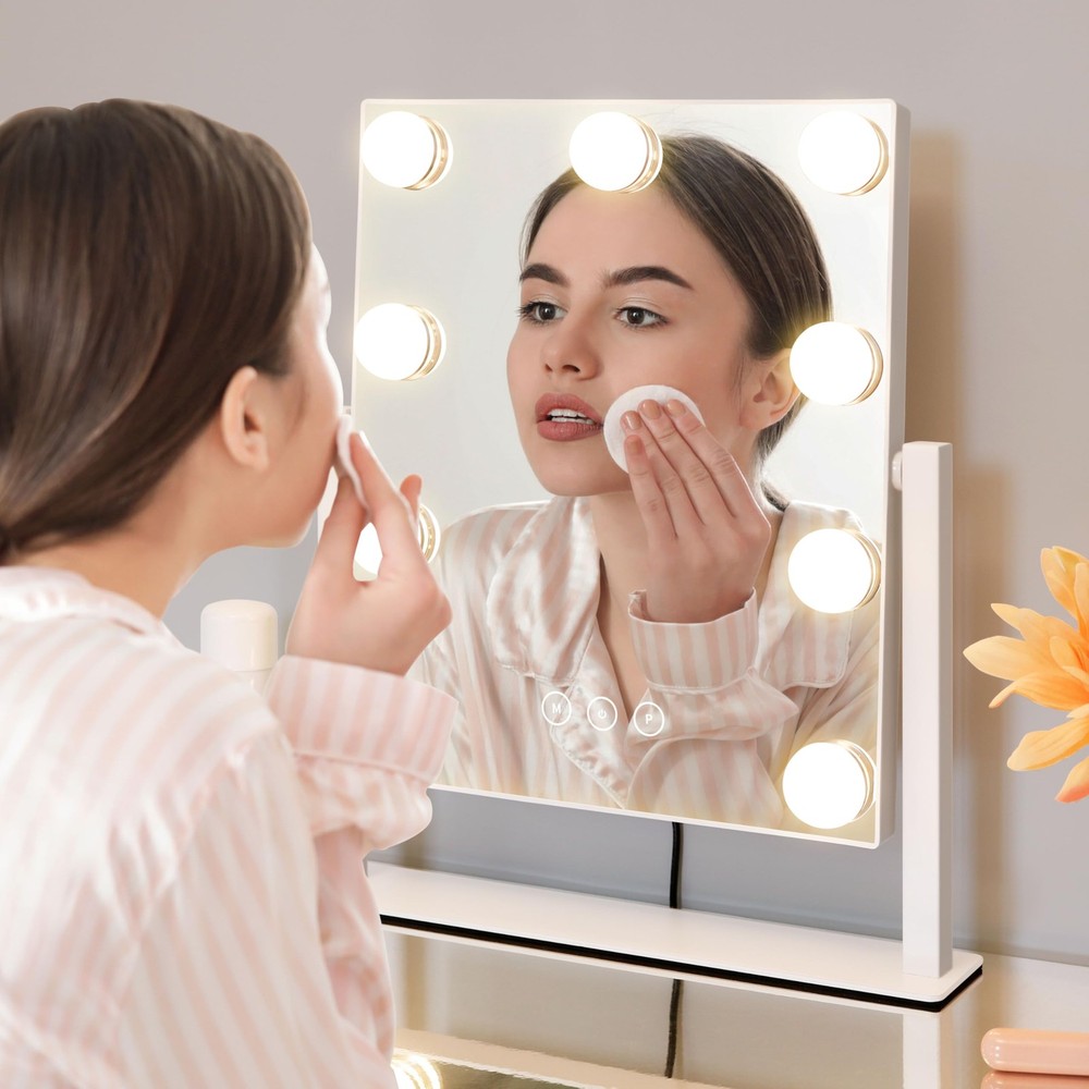 Vanity Mirror with Lights,Lighted Vanity Mirror with 9 Dimmable Bulbs for Dre...