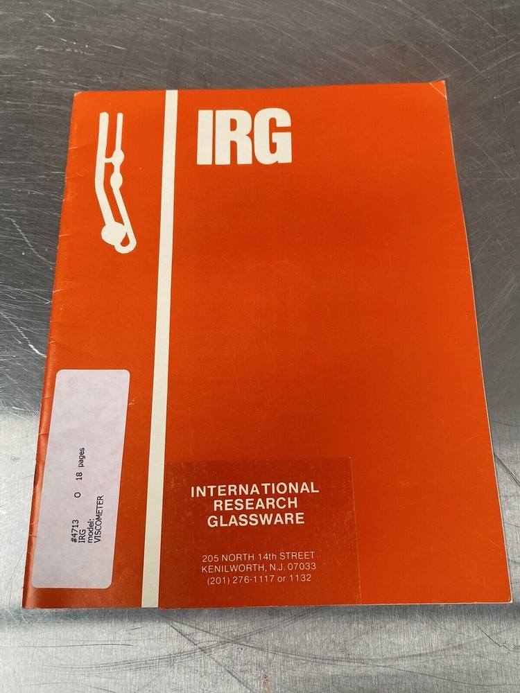 IRG Viscometer - Users Manual/Instructions Book