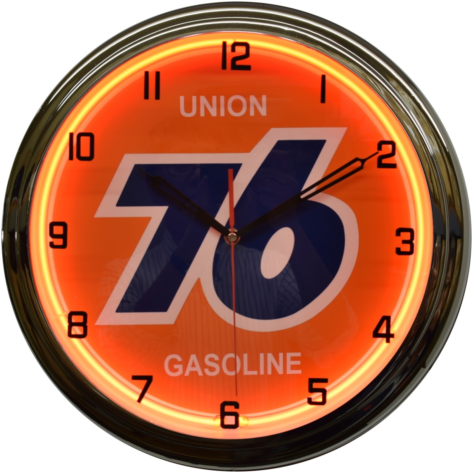 16" Union 76 Gas Oil Neon Clock Man Cave Garage Gas Station Decor (Orange)