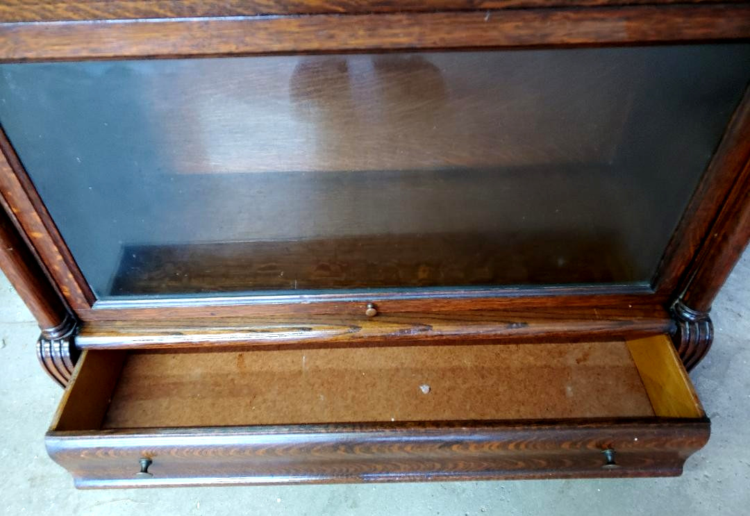 FANTASTIC MACEY QUARTER SAWN OAK BARRISTER BOOKCASE W/ DROP FRONT DESK W 2 DRAWS