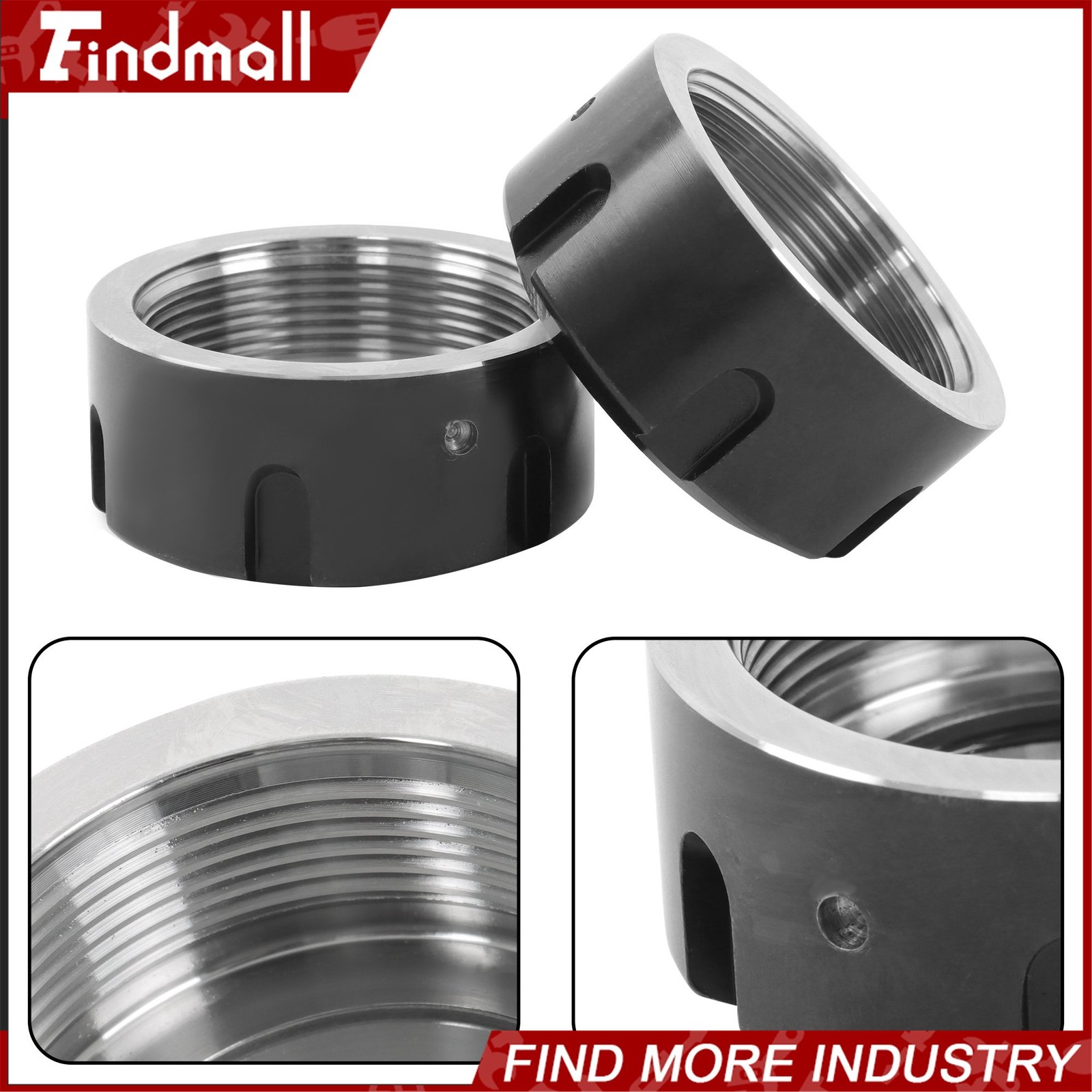 Findmall 2 Pack ER32UM Collet Nuts Ball Bearing Design for CNC Mill and Lathe
