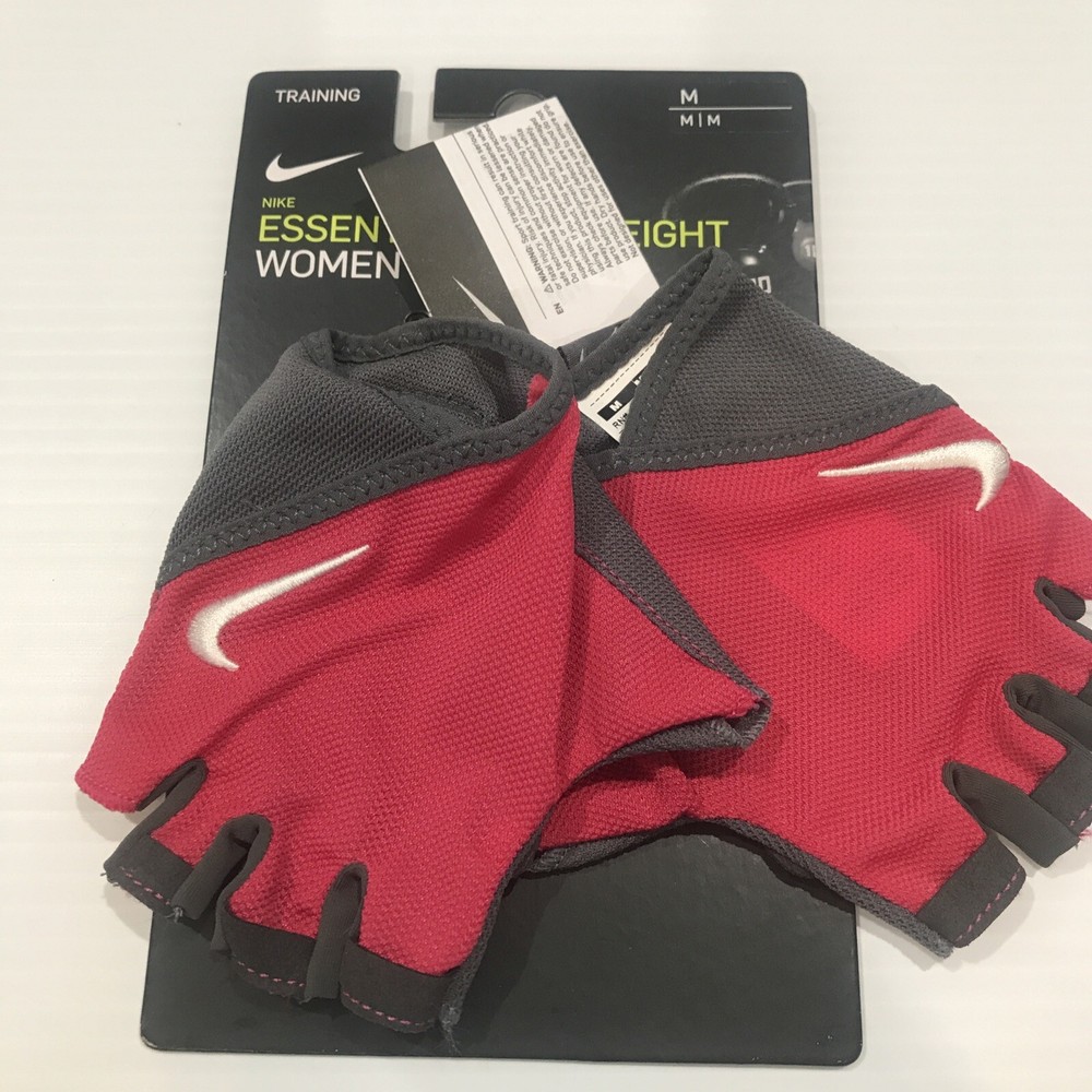 Nike Gym Essential Training Gloves Womens Medium Pink/Grey
