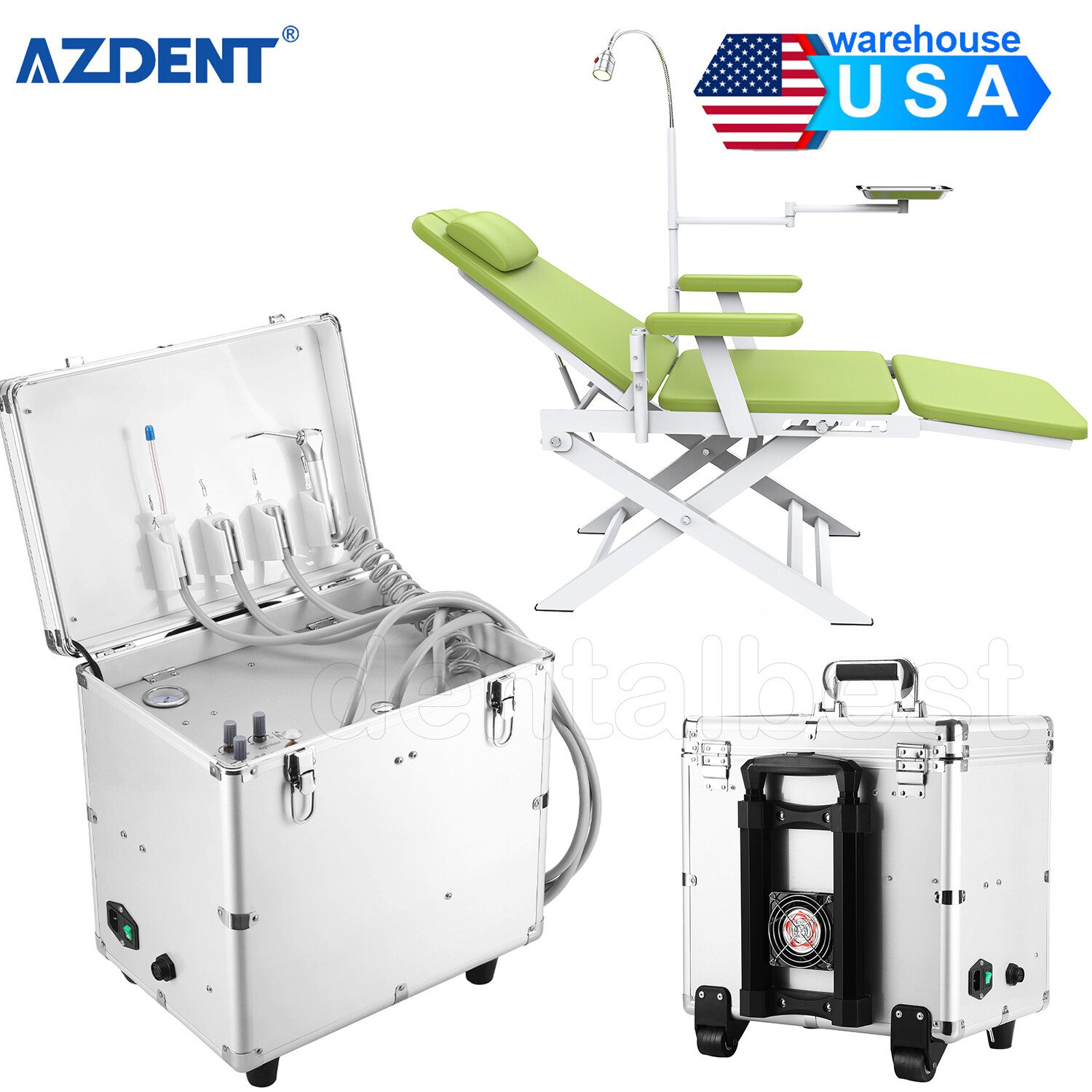 Portable Dental Mobile Delivery Unit Rolling Box Air Compressor Suction 4H/Chair