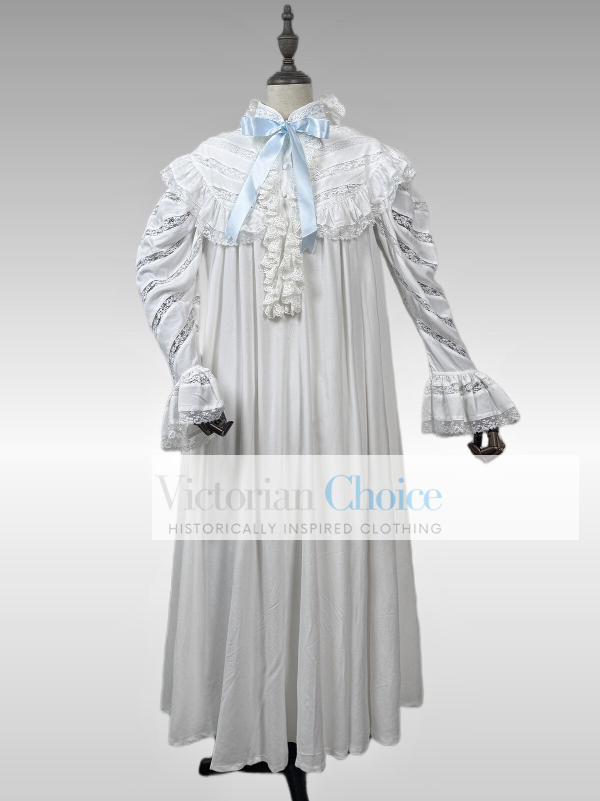 Victorian Edwardian Vintage White Cotton Nightgown Nightdress Ankle Length SD002