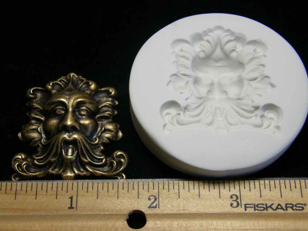 Green Man Face Polymer Clay Mold (MD1302)