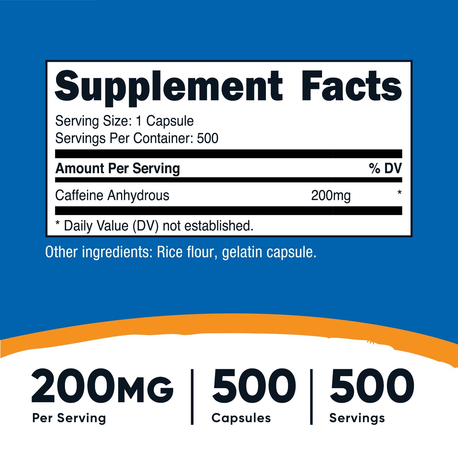 Nutricost Caffeine Pills, 500 Capsules, 500 Servings, 200mg Per Serving