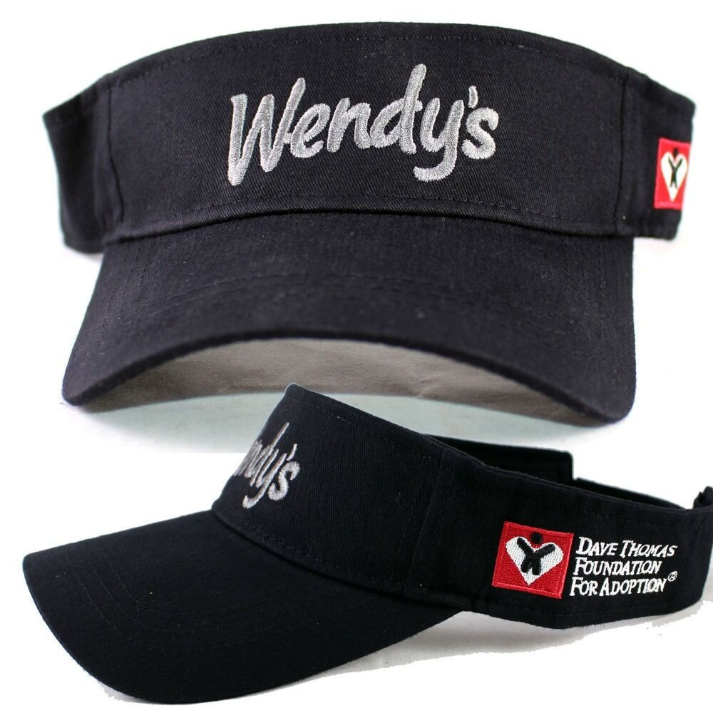 New Wendy's Dave Thomas Foundation Restaurant Black Uniform Visor Cap Hat wendys