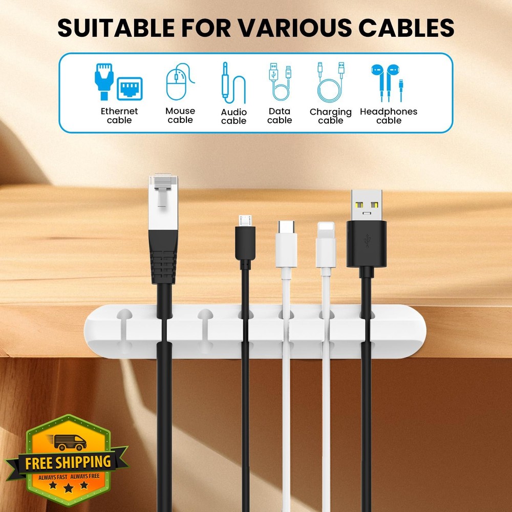 AhaStyle Cable Clips 3 Pack Self Adhesive Cord Organizer Desktop