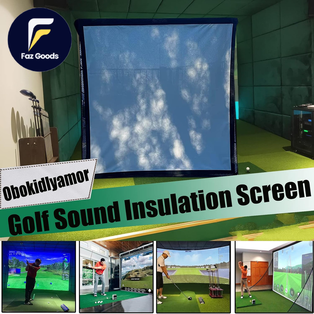 Golf Simulator Impact Screen with Black Double Layer Blackout Cloth Shank Side
