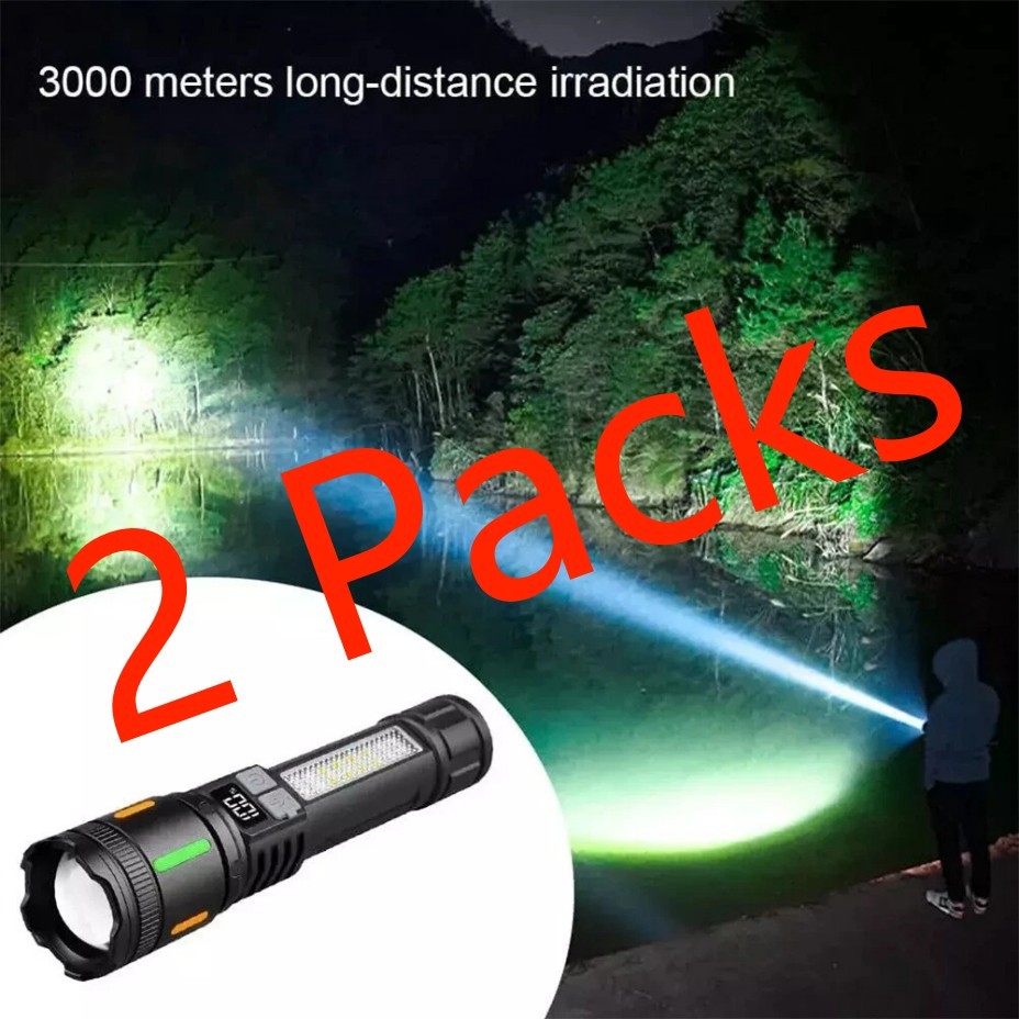 2*99000000 Lumens Super Bright LED Tactical Flashlight Rechargeable Work Light+