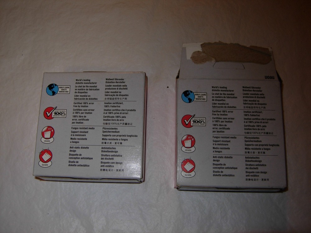 2 Boxes imation neon Diskettes MAC formatted 2 HD 1.40MB - 1 open, 1 closed box