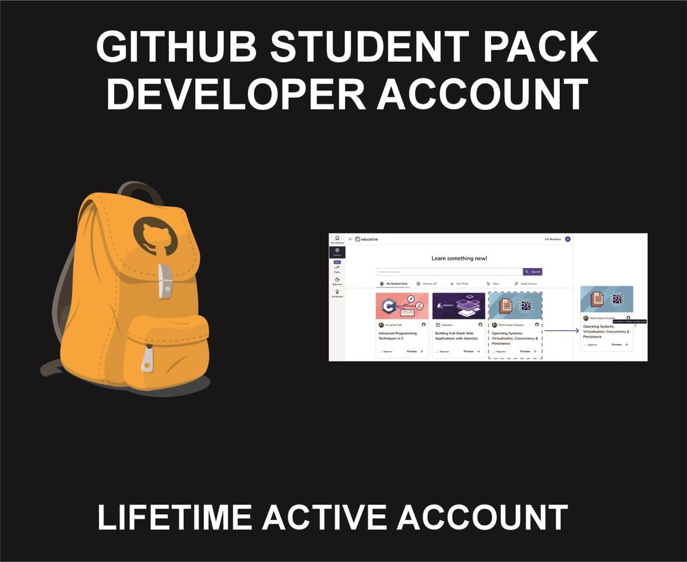 Github Student Developer Pack, Lifetime, Account