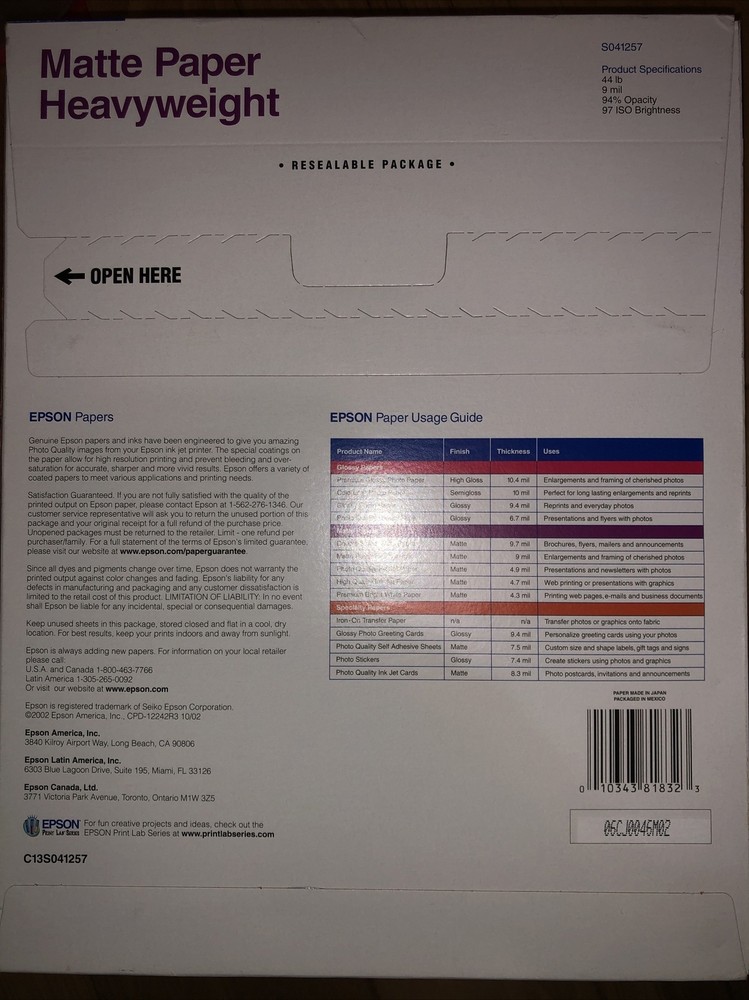 Epson S041257 Matte Paper