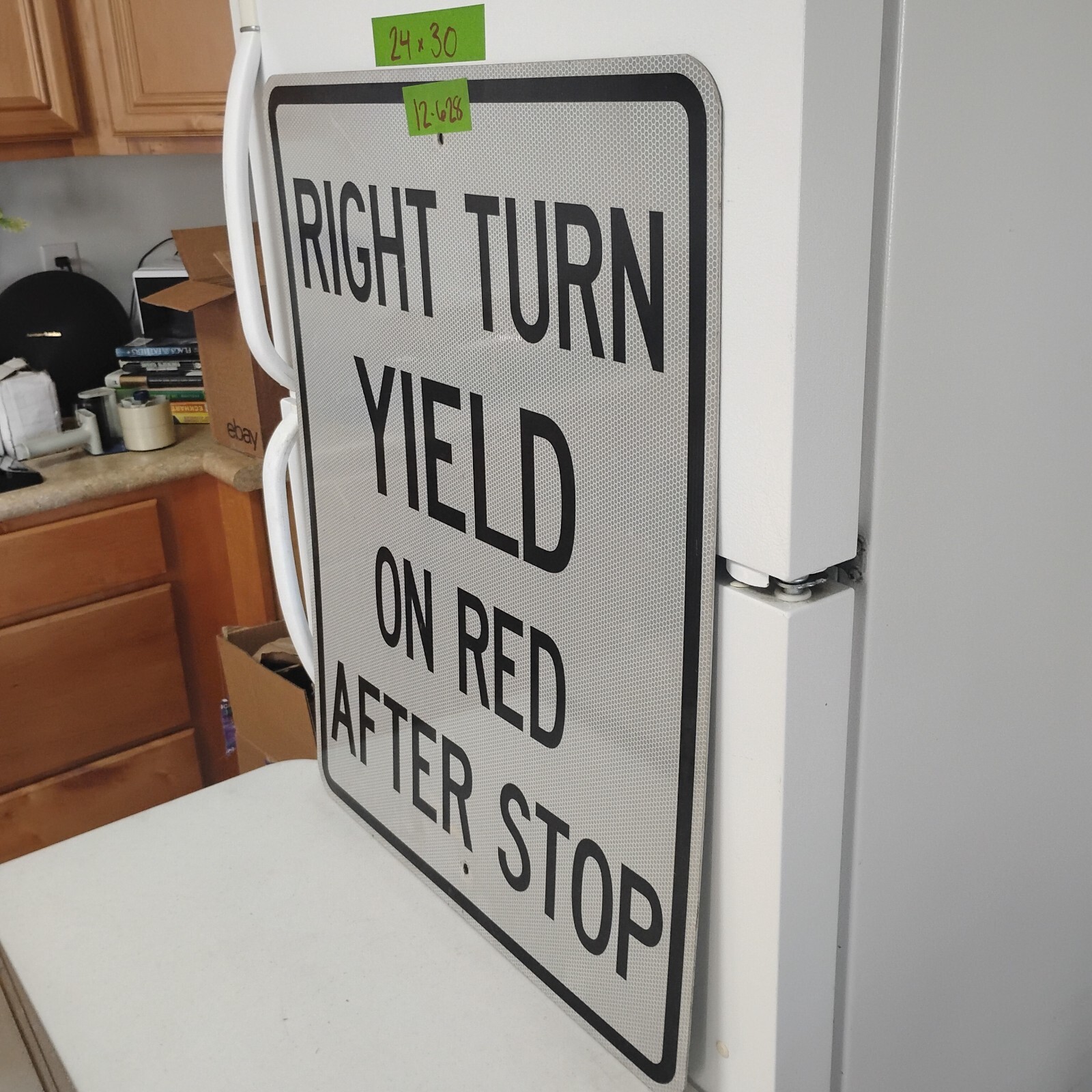 Road Traffic Street Sign Authentic Right Turn Yield on Red 30"X24" 12-628