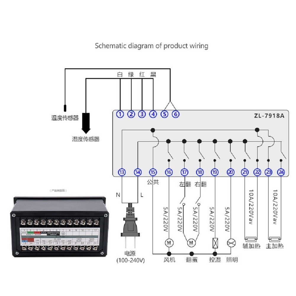 Egg Incubator with Temperature Humidity Controller and Automatic Turning Cycle