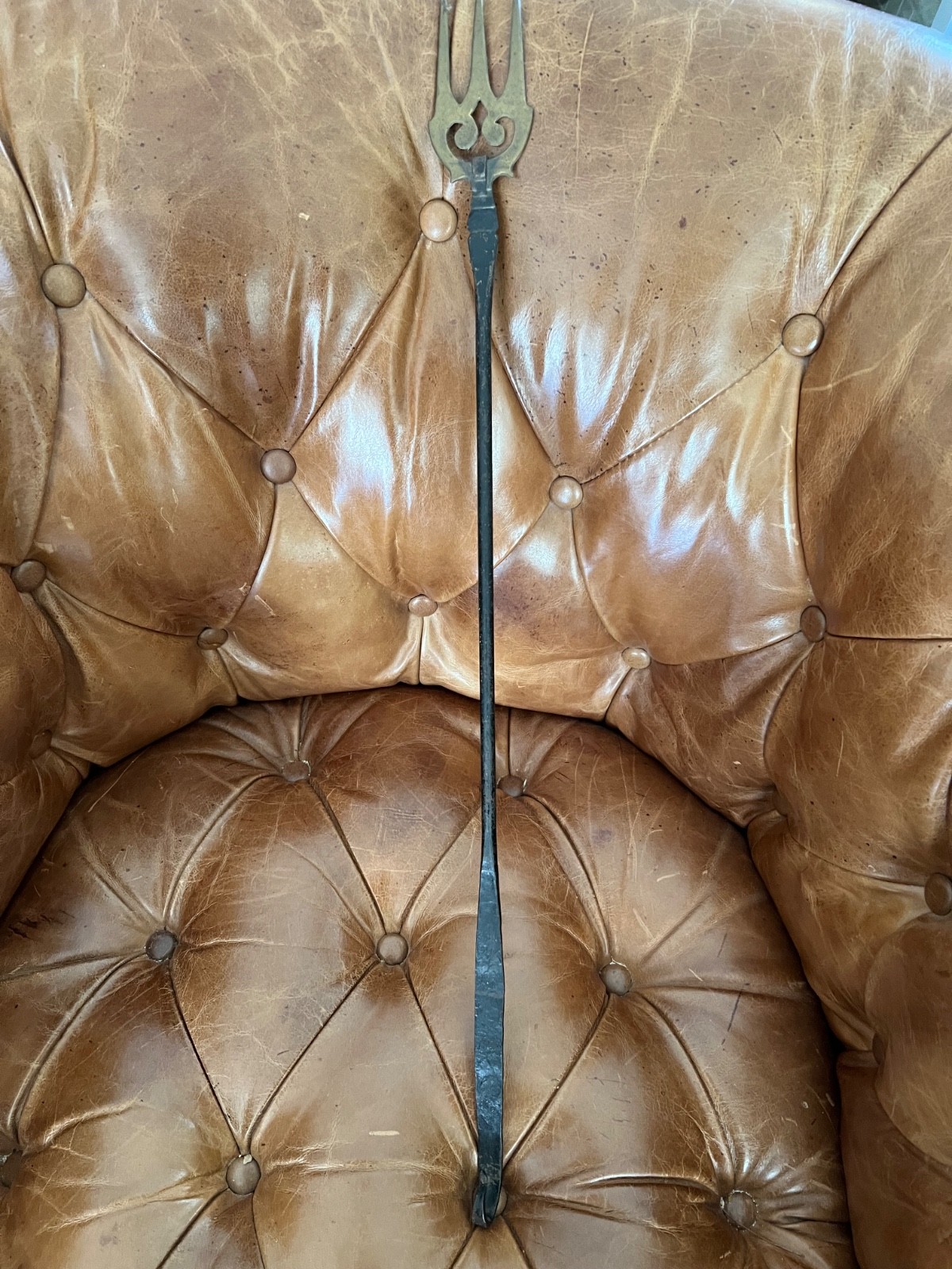 handmade brass firepoker vintage