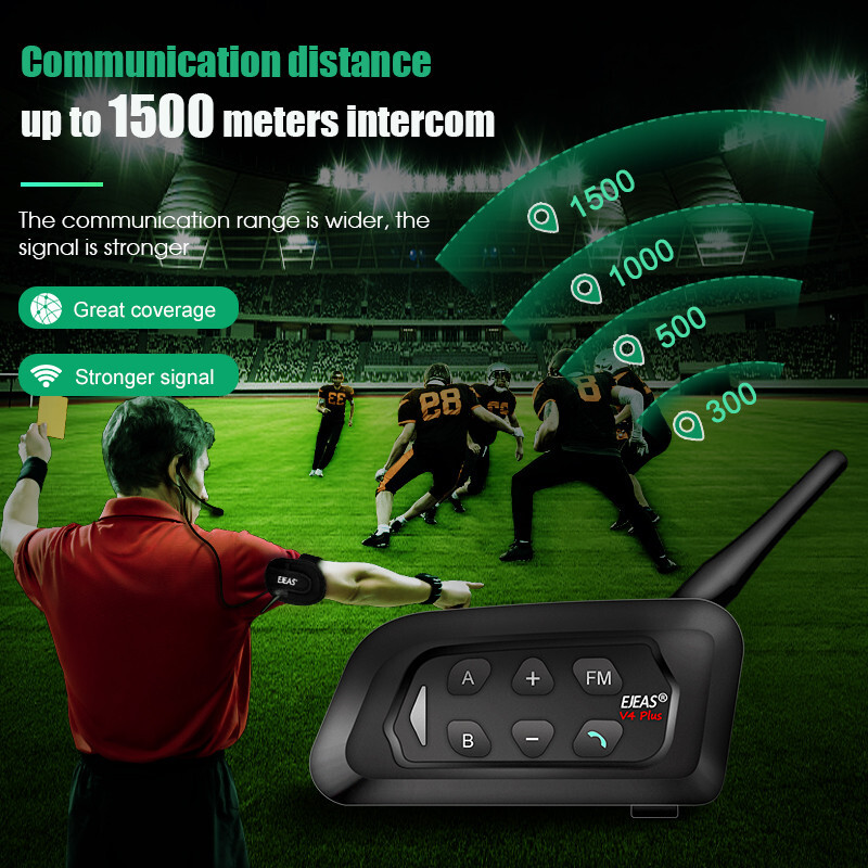 2 x Full Duplex Football Soccter Judge Referee Bluetooth Headset Intercom