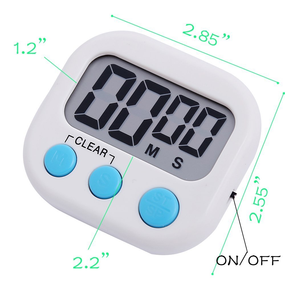 2 Pack Digital Kitchen Timer Magnetic LCD Count Down, Time Loud Alarm - T2