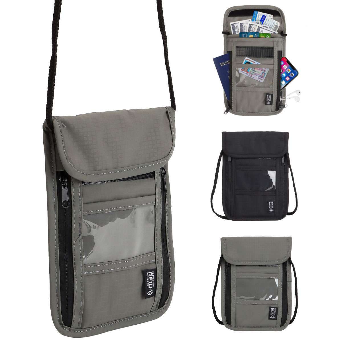 RFID Blocking Passport Holder Travel Wallet Bag Security Neck Pouch Anti-theft