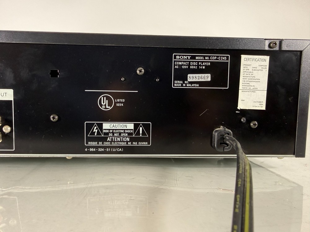 Sony CDP-C245 5-Disc CD Player Changer High Density Linear Converter