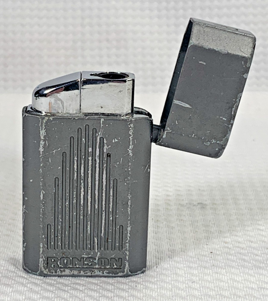 Ronson Jet Lite Butane Pocket Lighter Working Gray Windproof