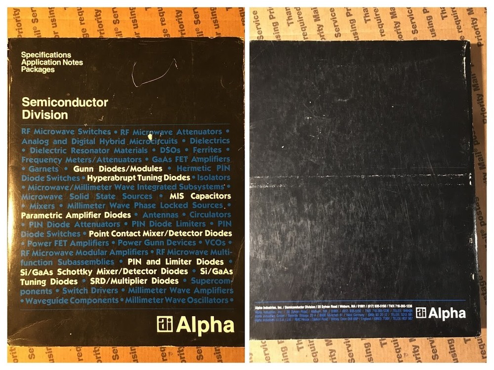 Alpha Semiconductors Specifications, Application Notes, Packages 1985 Diodes cap