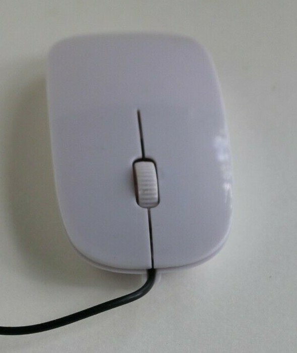 Computer Mouse USB Wired, Scroll Wheel, White, Red LED Light, For Laptop PC Mac